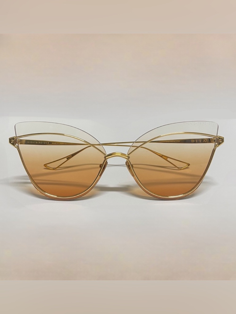 DITA Nightbird-One Gold Orange Gradient Cat Eye Sunglasses Titanium Semi-Rimless